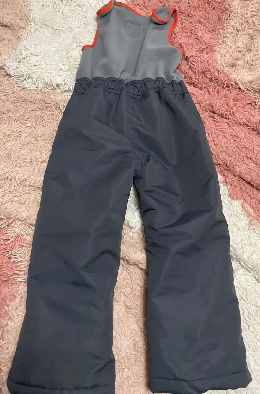 Arctic Quest Snow Bibs Size 4 Charcoal Fleece Zip Winter Pants